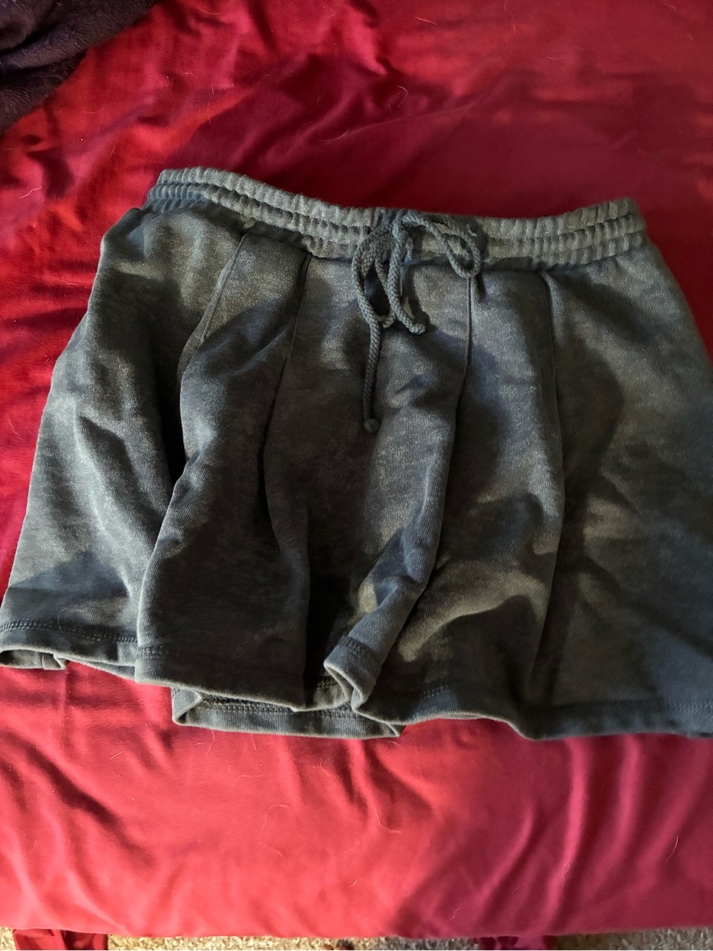 Women's Charcoal Drawstring Pleated Skort